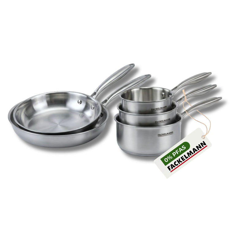 Lot poêles à Frire 24 et 28 cm, Casseroles 14 16 et 18 cm inox 18/10 Triply Fackelmann Vita3