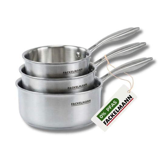 3 Casseroles 14 16 et 18 cm inox 18/10 Triply Fackelmann Vita3