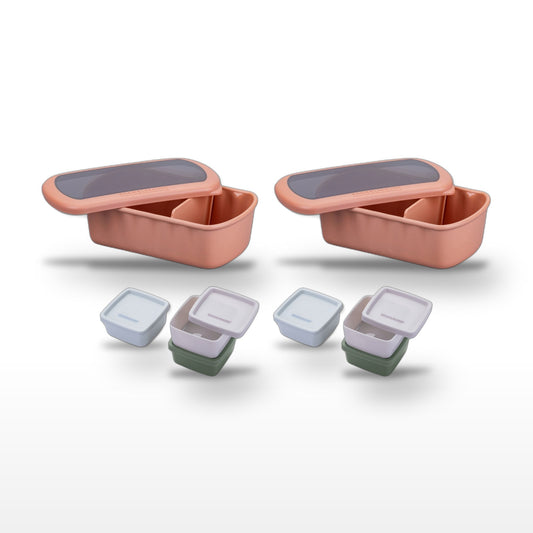 Lot de 2 lunch box 1L avec 2 boites à sauce Fackelmann Storage