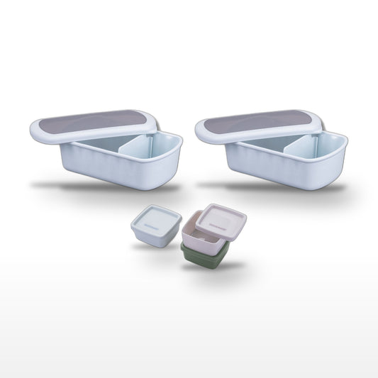 Lot de 2 lunch box 1L avec 3 boites à sauce Fackelmann Storage