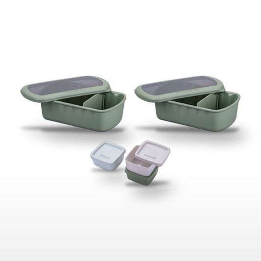 Lot de 2 lunch box 1L avec 3 boites à sauce Fackelmann Storage