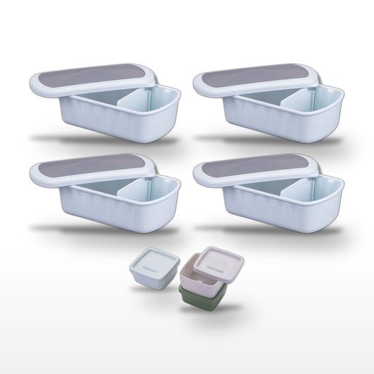 Lot de 4 lunch box 1L avec 3 boîtes à sauce Fackelmann Storage