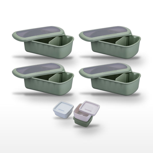 Lot de 4 lunch box 1L avec 3 boites à sauce Fackelmann Storage