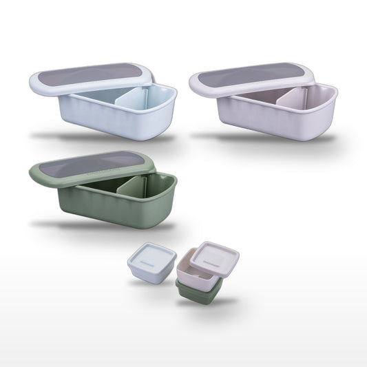 Lot de 3 lunchbox 1L avec 3 boîtes à sauce Fackelmann Storage