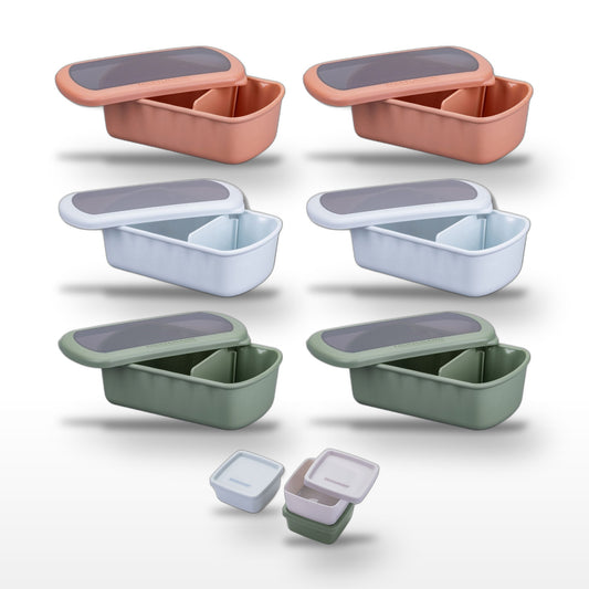 Lot de 6 lunch box 1L avec 3 boites à sauce Fackelmann Storage