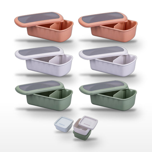 Lot de 6 lunch box 1L avec 3 boites à sauce Fackelmann Storage