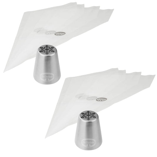 Ensemble de 8 poches à douille et embout flocon de neige en inox Dr.Oetker Baker Edition