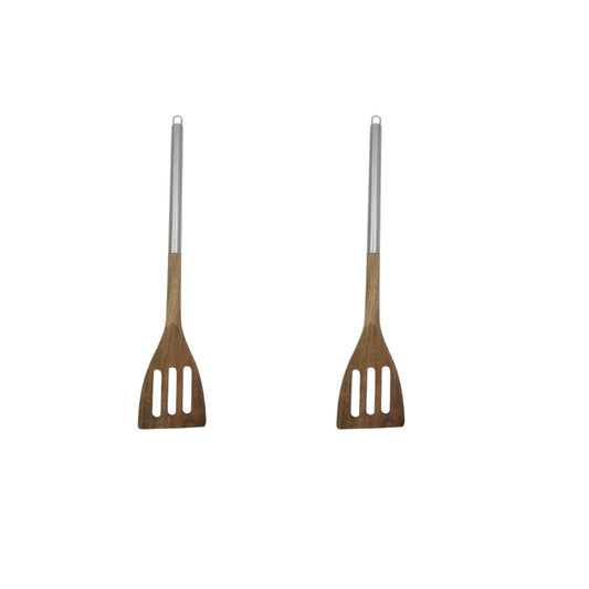 Ensemble de 2 Spatules de cuisine ajourée en bois d'acacia 35 cm Fackelmann Synthesis