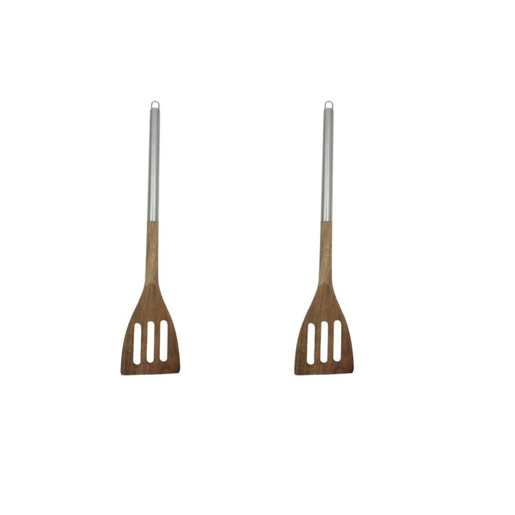 Ensemble de 2 Spatules de cuisine ajourée en bois d'acacia 35 cm Fackelmann Synthesis