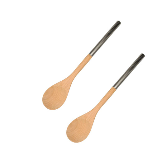 Ensemble de 2 Cuillères en bois manche inox 34 cm Fackelmann Boissellerie