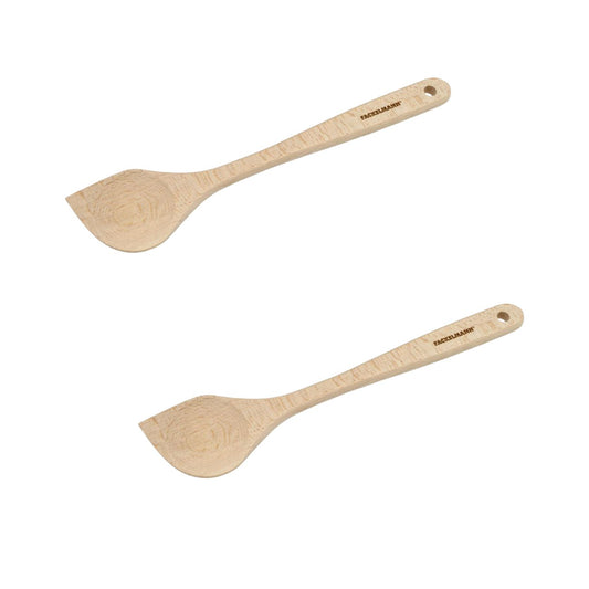 Ensemble de 2 Cuillères de cuisine biseautée en bois FSC Fackelmann