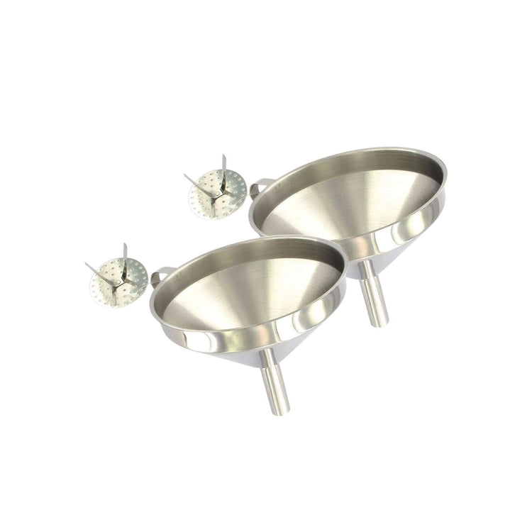 Ensemble de 2 Entonnoirs de cuisine inox avec grille pour impuretés 14 cm Fackelmann