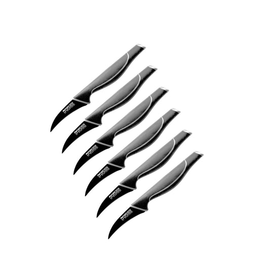 Ensemble de 6 Couteaux d'office 19 cm Nirosta Black Edition