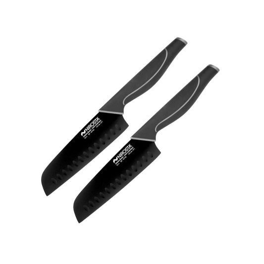 Ensemble de 2 Couteaux de cuisine Santoku lame de 16 cm Nirosta Black Edition
