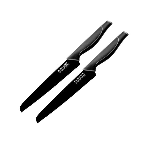 Set de 2 couteaux à pain dentelé en inox Nirosta Black Edition