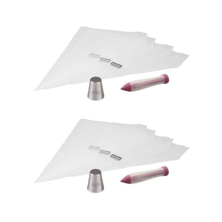 Ensemble de 2 Sets de poche à douilles, douilles et stylo de décoration pour gâteaux Zenker Spécial Football