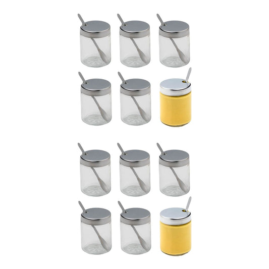 Set de 2 moutardiers en verre et inox Fackelmann Basic