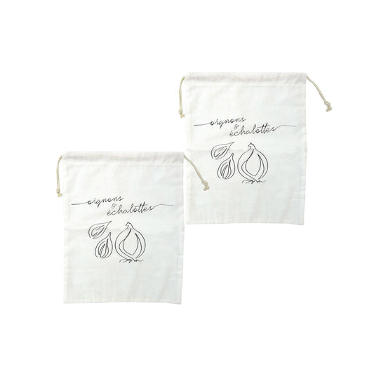 Ensemble de 2 Sacs de conservation pour oignons et échalotes en coton Fackelmann Eco Friendly