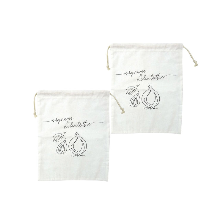Ensemble de 2 Sacs de conservation pour oignons et échalotes en coton Fackelmann Eco Friendly