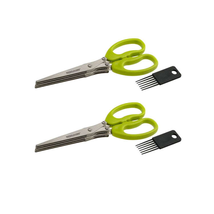 Ensemble de 2 Ciseaux pour herbes aromatiques avec brosse de nettoyage Fackelmann Basic