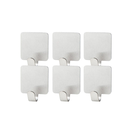 Ensemble de 6 crochets adhésifs carrés en acier inoxydable Fackelmann Tecno
