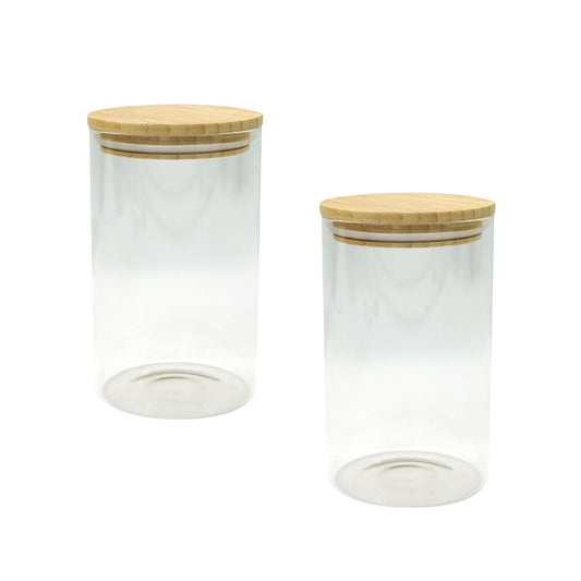 Ensemble de 2 Boîtes de conservation en verre 1,15L avec couvercle en Bambou Fackelmann Eco Friendly