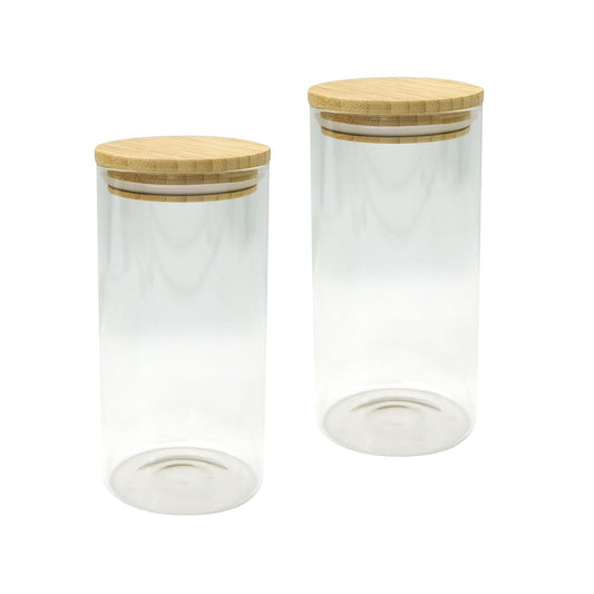 Ensemble de 2 Boîtes de conservation en verre 1,5L avec couvercle en Bambou Fackelmann Eco Friendly