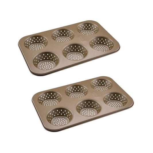Ensemble de 2 Moules à petits pains individuels ronds 6 empreintes 33 x 22 cm Zenker Mojave Gold