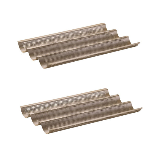 Ensemble de 2 Moules à baguette 3 empreintes 38 x 27 cm Zenker Mojave Gold