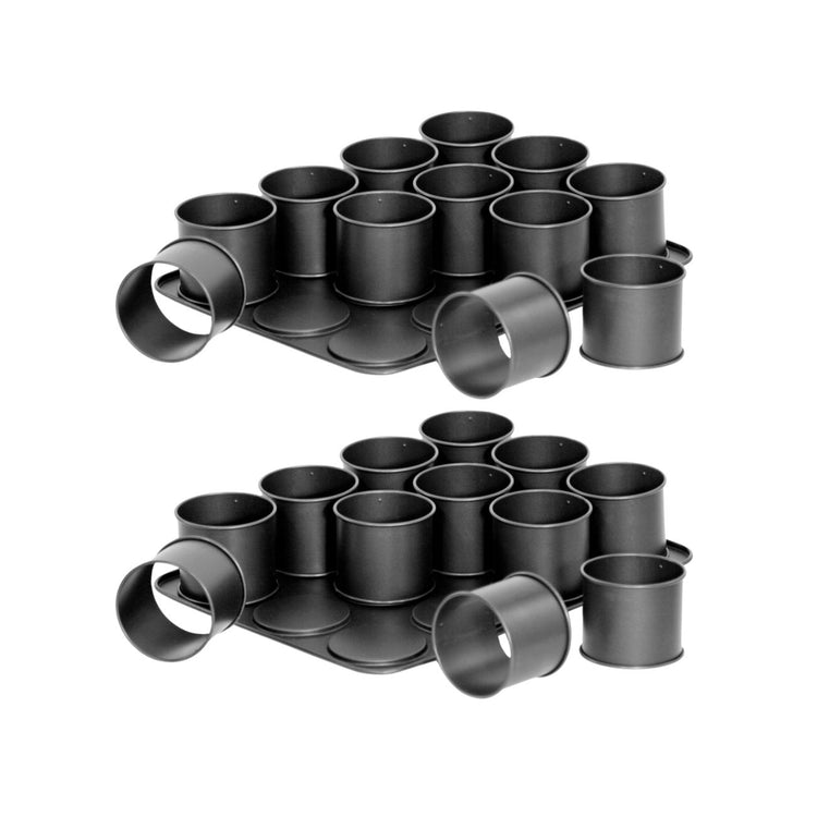 Ensemble de 2 Plaques pâtisserie 12 mini Moules ronds amovibles 38 x 30 cm Zenker Black Metallic