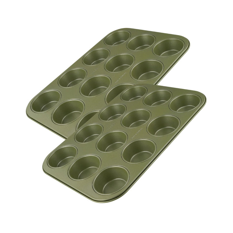 Ensemble de 2 Moules à muffins 12 empreintes 38 x 26 cm Zenker Green Vision