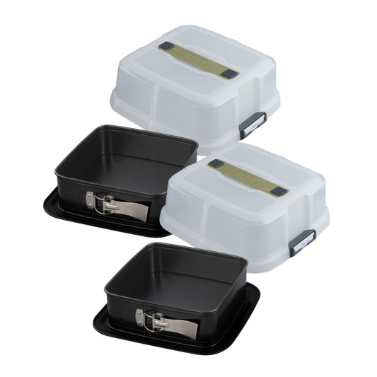 Ensemble de 2 Moules à charnière carré avec couvercle 23 cm Zenker Bake Click and Go