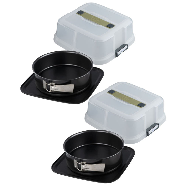 Ensemble de 2 Moules à charnière rond 23 cm avec couvercle de transport Zenker Bake Click and Go