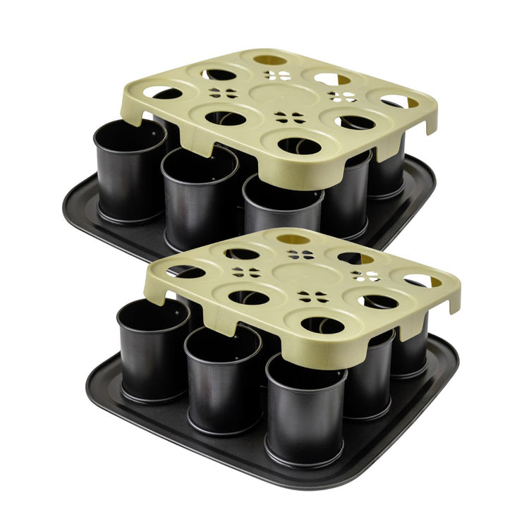 Ensemble de 2 Moules à gâteaux individuels 9 empreintes avec couvercle 29 x 29 cm Zenker Bake Click and Go