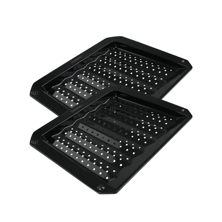 Ensemble de 2 Plaques ondulée et perforée pour four et barbecue en tôle 38 x 33 cm FM Professional Barbecue