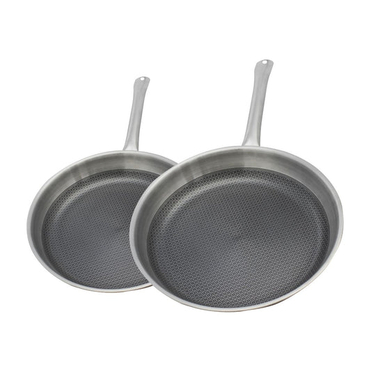 Lot de 2 poêles Elo Relief Solution 24 cm et 28 cm en inox sans PFAS