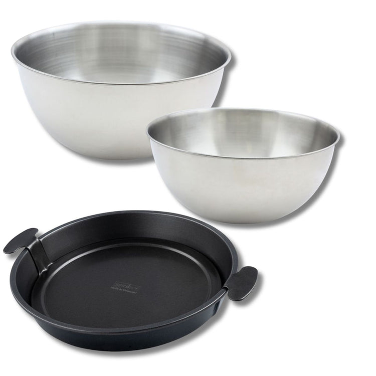Ensemble comprenant d'un moule à gâteau Zenker, 2 bols à mixer en inox Fackelmann