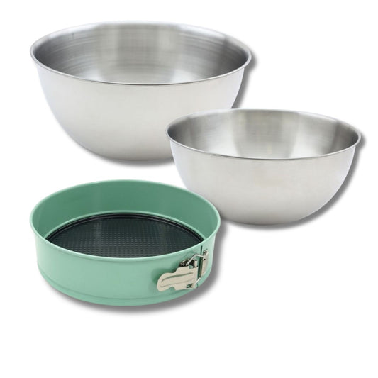 Ensemble comprenant 1 Moule à Manqué Zenker, 2 Bols à Mixer en inox Fackelmann