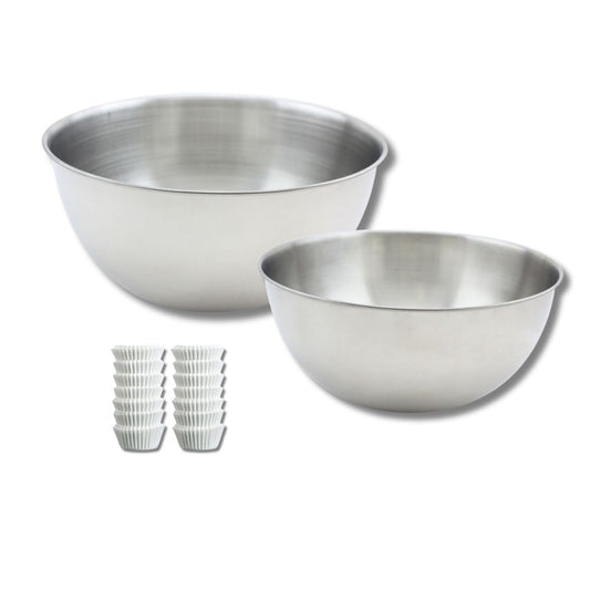 Set comprenant 240 moules à muffins, 1 spatule Zenker, 2 bols à mixer en inox Fackelmann