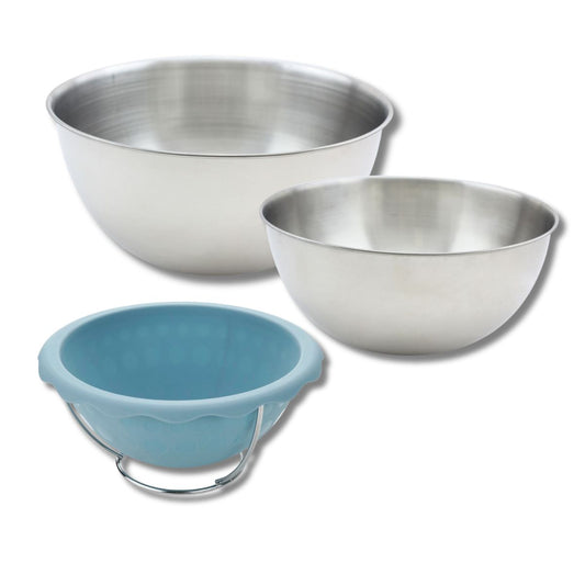 Set comprenant 1 Moule demi sphère, 1 spatule Zenker et 2 Bols à mixer Inox Fackelmann