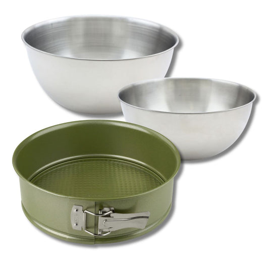 Set pâtisserie avec moule à manqué à charnière 24 cm, 2 bols à mixer et spatule Zenker