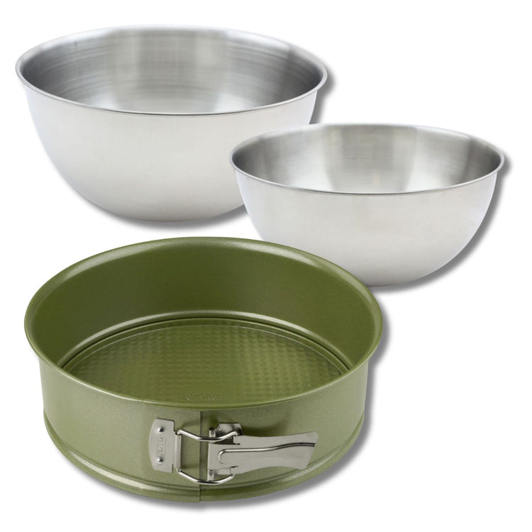 Set pâtisserie avec moule à manqué à charnière 26 cm, 2 bols à mixer et spatule Zenker