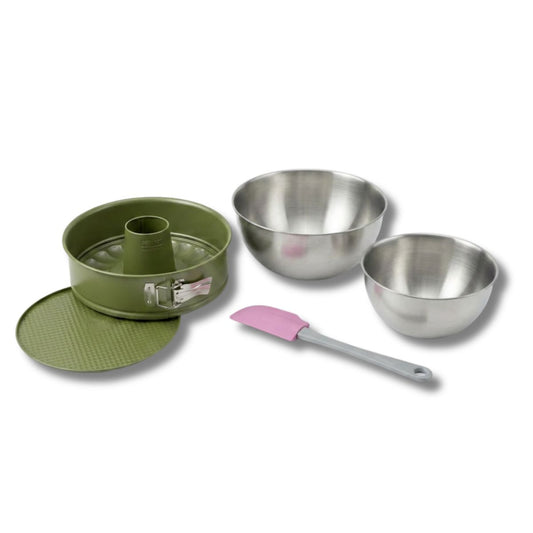 Set de 4 ustensiles de pâtisserie moule à gâteaux bol de mixage et spatule Zenker Green Vision