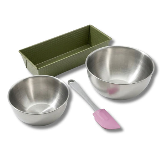 Set de 4 ustensiles de pâtisserie moule à gâteau 2 bols et spatule Zenker Green Vision