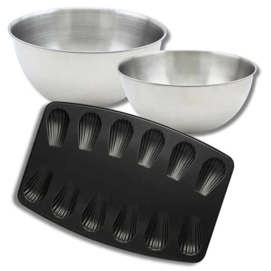 Set pâtisserie moule à 12 madeleines, 2 bols à mixer et 1 spatule Zenker