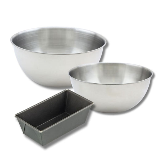 Set pâtisserie avec mini moule à cake 20 cm, 2 bols à mixer et 1 spatule Zenker