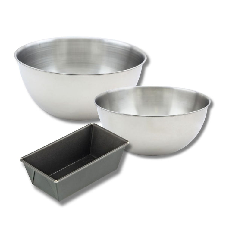 Set pâtisserie avec mini moule à cake 20 cm, 2 bols à mixer et 1 spatule Zenker