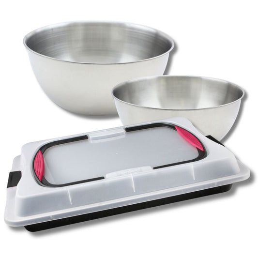 Set pâtisserie plaque de cuisson 42 x 29 cm avec couvercle, 2 bols à mixer et 1 spatule Zenker