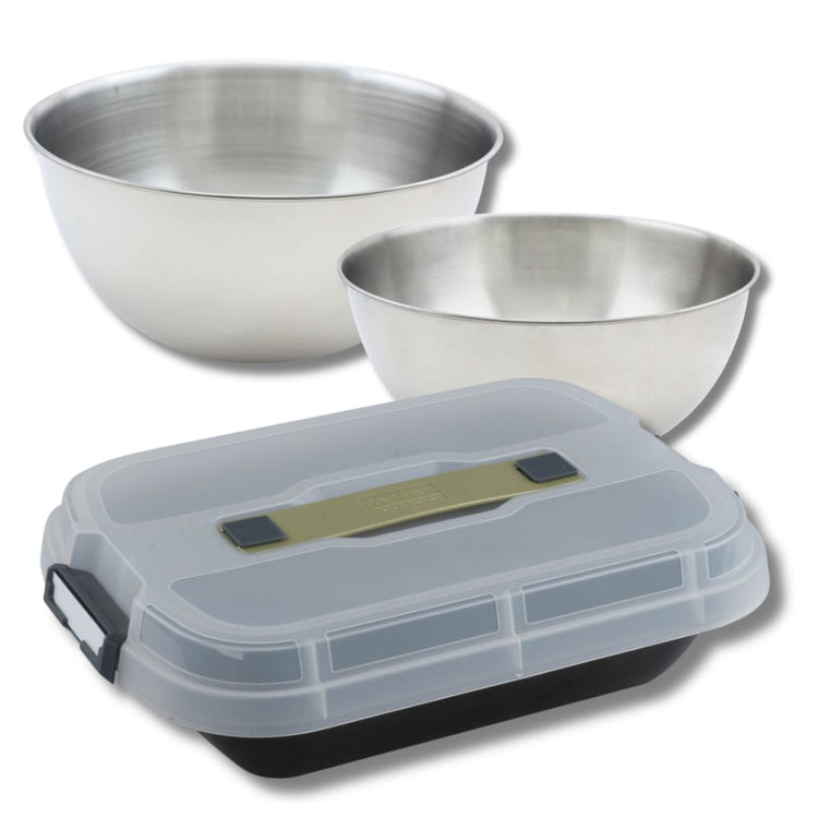 Set pâtisserie moule à gâteaux 34 x 24 cm avec couvercle, 2 bols à mixer et 1 spatule Zenker