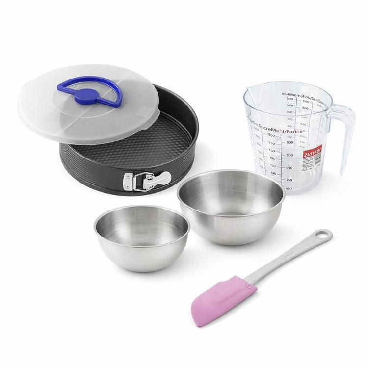Set pâtisserie avec moule à manqué 26 cm, 2 bols à mixer, verre mesureur et spatule Zenker